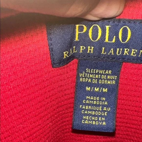 Polo RALPH LAUREN Men's Shirt Polo Bear Waffle Knit Thermal Long Sleeve - Picture 4 of 6